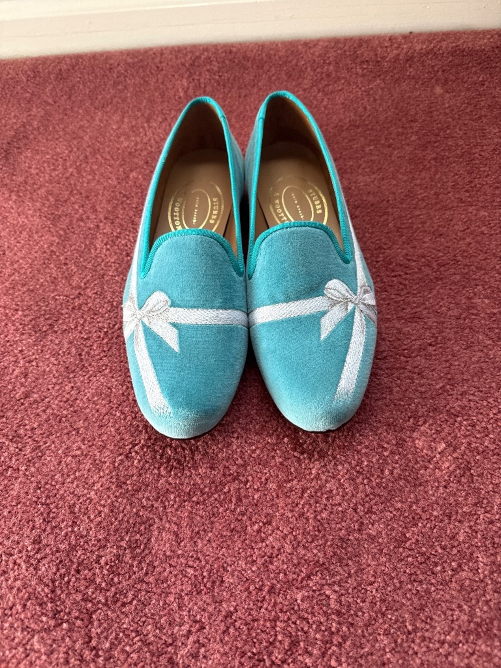 Stubbs and Wooton Gift Turquoise Velvet Slippers